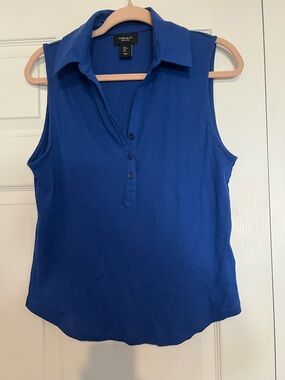 Jones & Co Sleeveless Polo Tank Top in Royal Blue